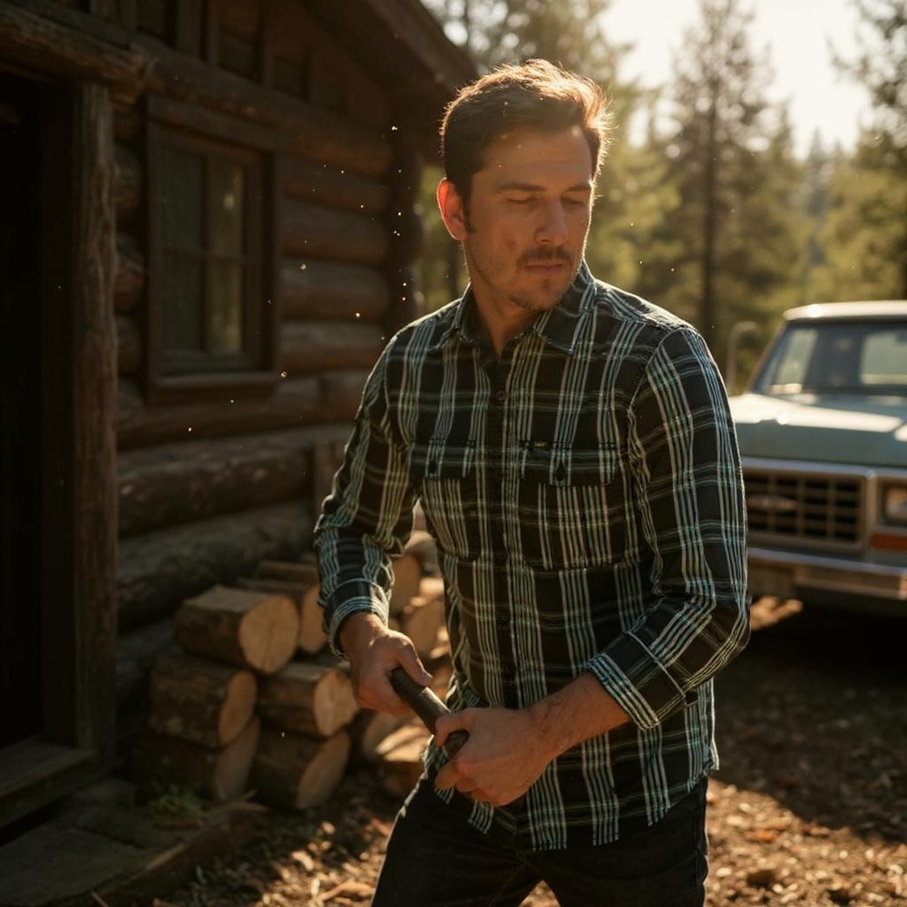 Lee Green and Black Plaid Casual Shirt